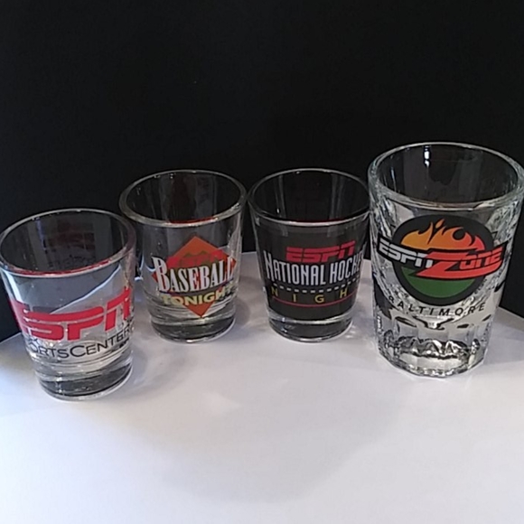 ESPN Dining 4 Vintage Espn Shot Glasses Espn Zone Sportscenter